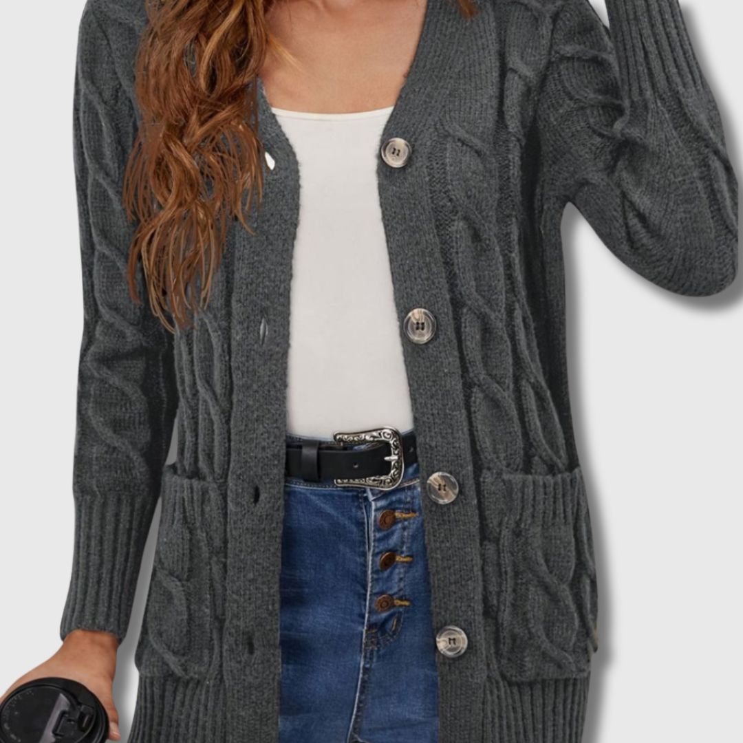 Édith - Elegant Twisted Knit Cardigan for Women
