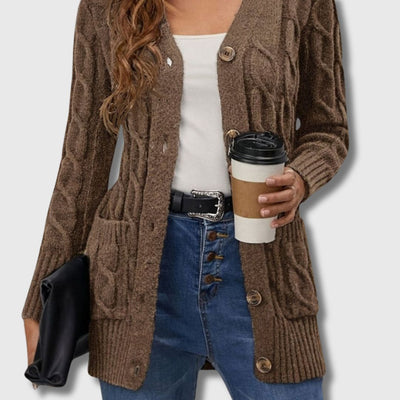 Édith - Elegant Twisted Knit Cardigan for Women