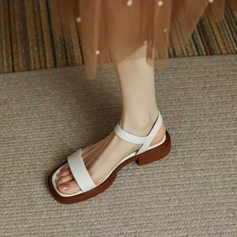Celeste - Retro Square Heel Open-Toe Sandals