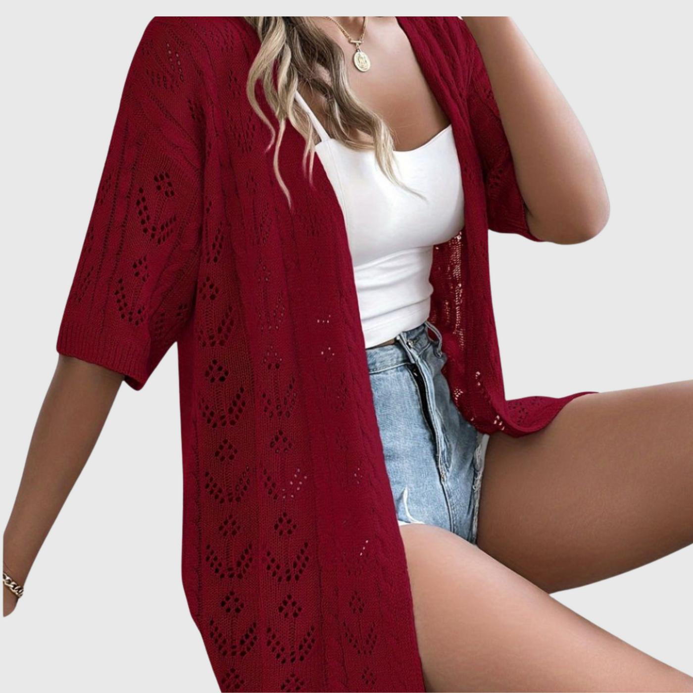 Elegant Openwork Cardigan for Women – Summer Style