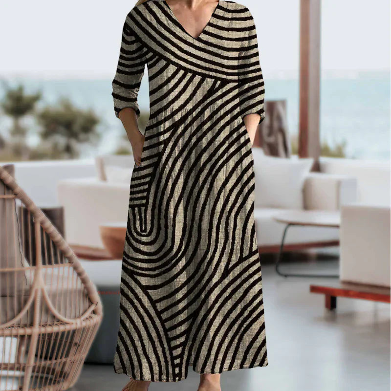 Elara™ | Timeless Striped Maxi Dress