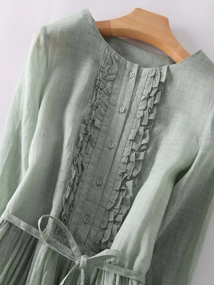 Elyssera™ | Vintage-Inspired Lace-Up A-Line Dress