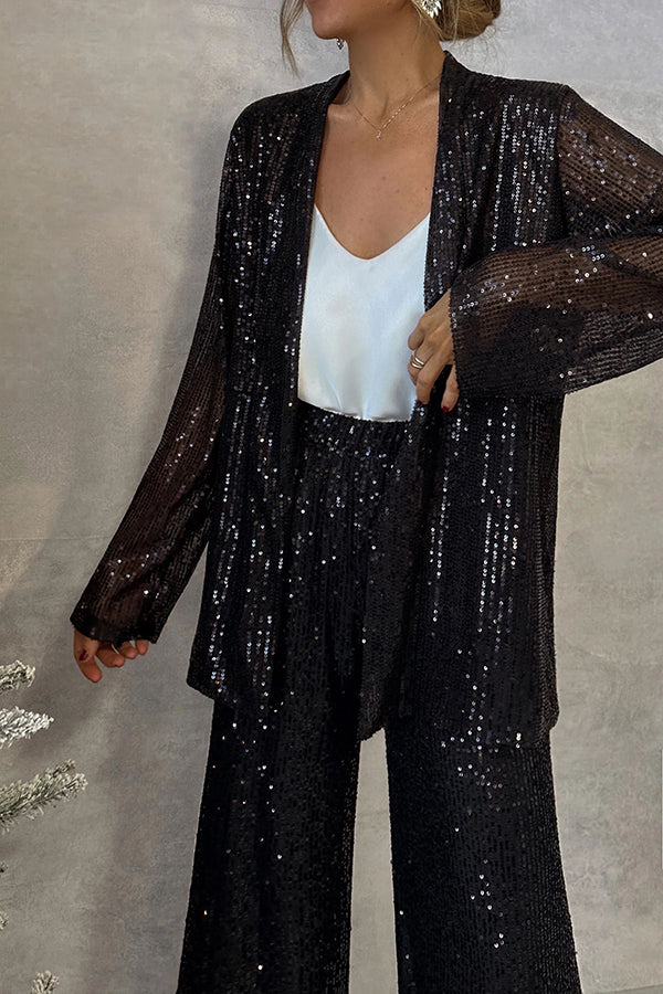 Glimmer® | Sequin Wide-Leg Jumpsuit