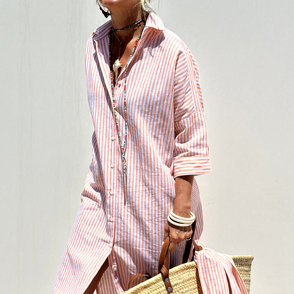 Nathalie™ | Striped Shirt Dress