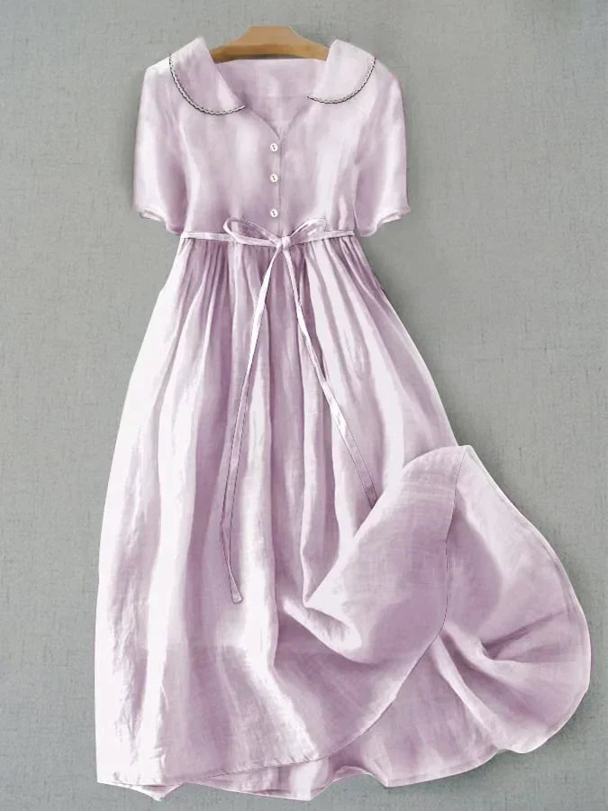 Zephyra™ | Ethereal Cotton Linen Mid Sleeve Dress