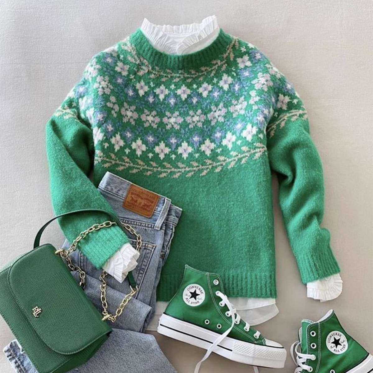Fresh Green Long Sleeve Sweater