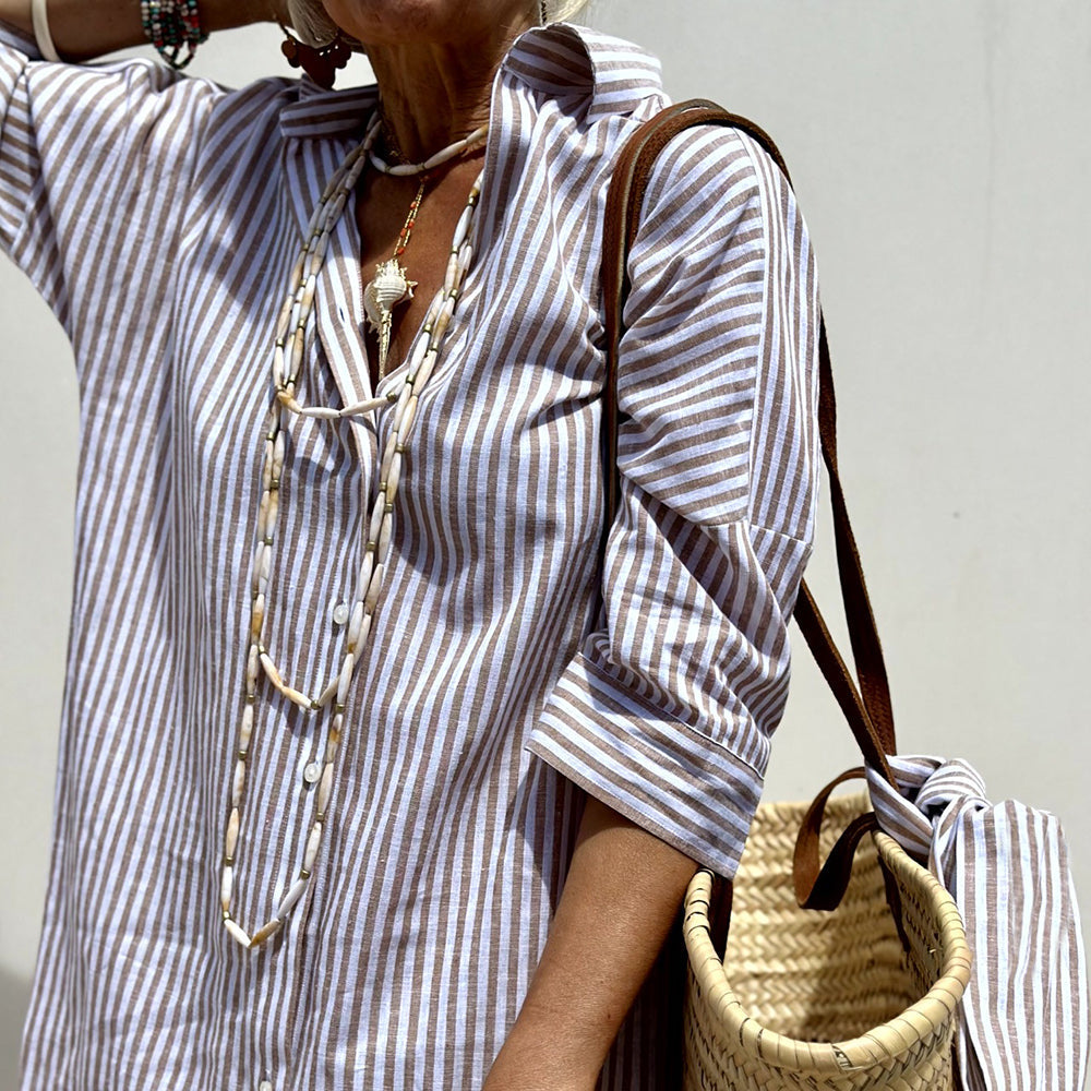 Nathalie™ | Striped Shirt Dress