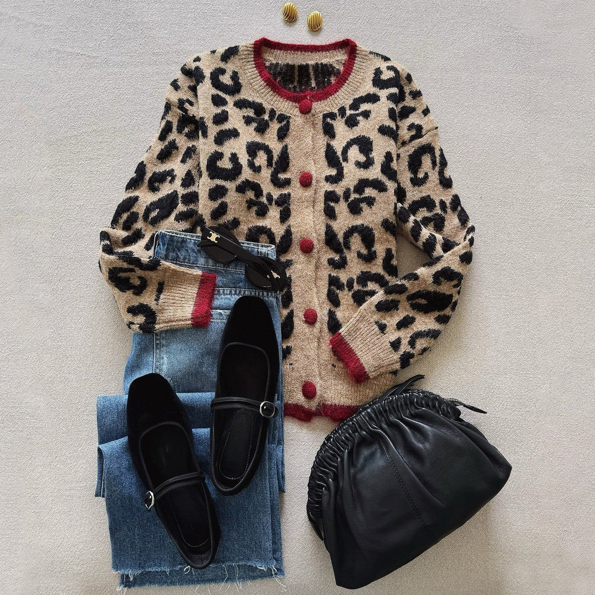 Unique Brown Leopard Print Long Sleeve Cardigan