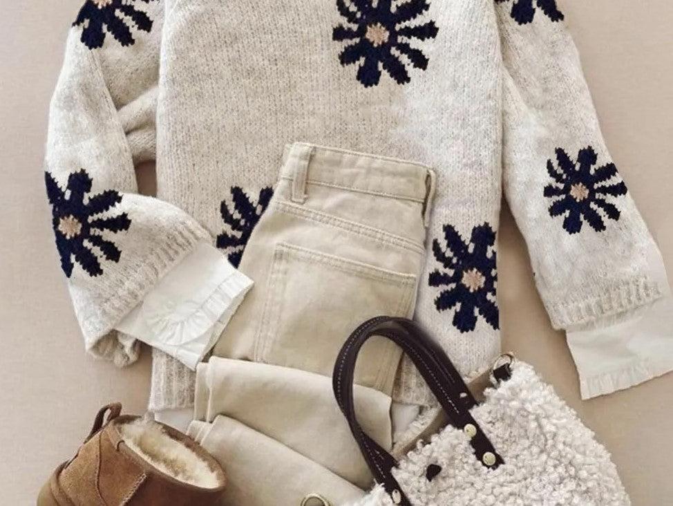 Distinctive Mock Neck Long Sleeve Sweater