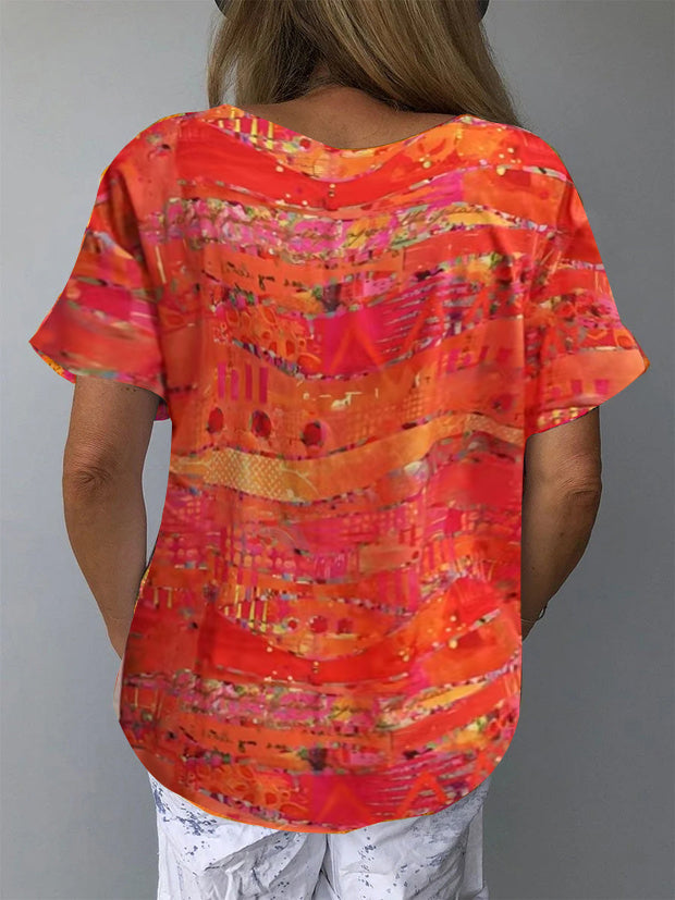 Showy Orange Short Sleeve Top