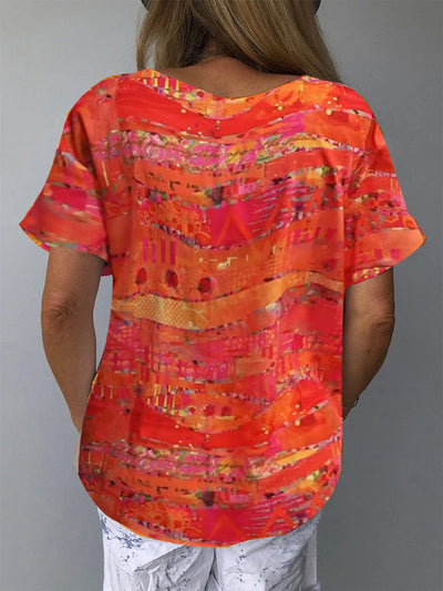 Showy Orange Short Sleeve Top
