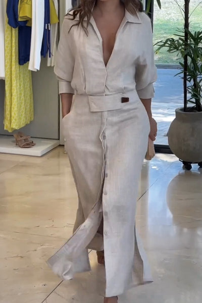 Victoria™ | Ethereal Draped Linen Trench Coat