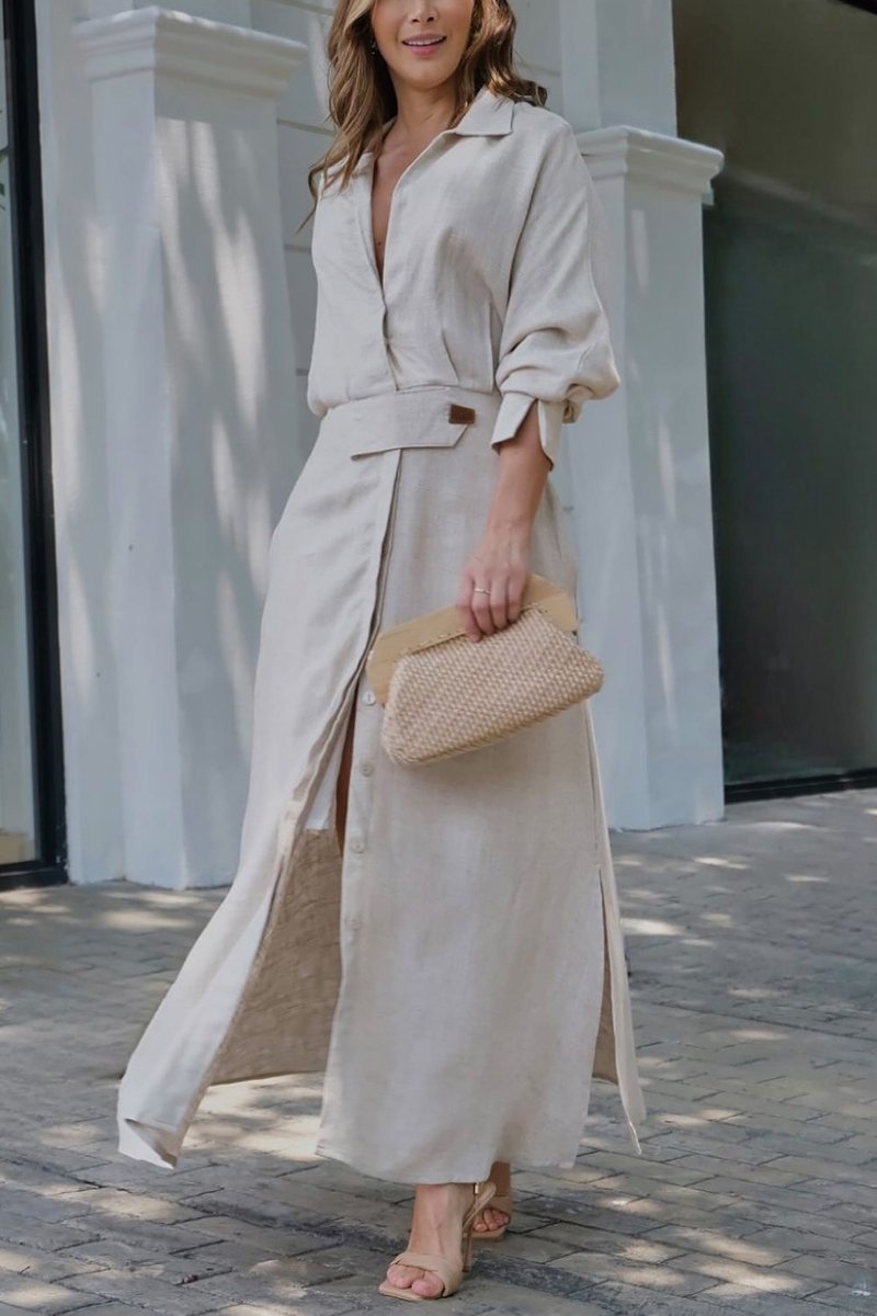 Victoria™ | Ethereal Draped Linen Trench Coat