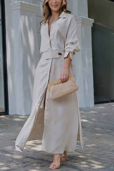 Victoria™ | Ethereal Draped Linen Trench Coat