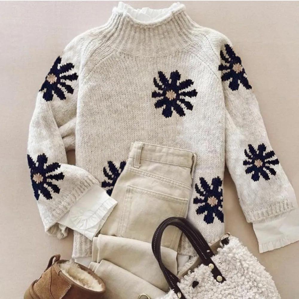 Distinctive Mock Neck Long Sleeve Sweater