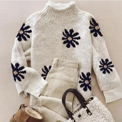 Distinctive Mock Neck Long Sleeve Sweater